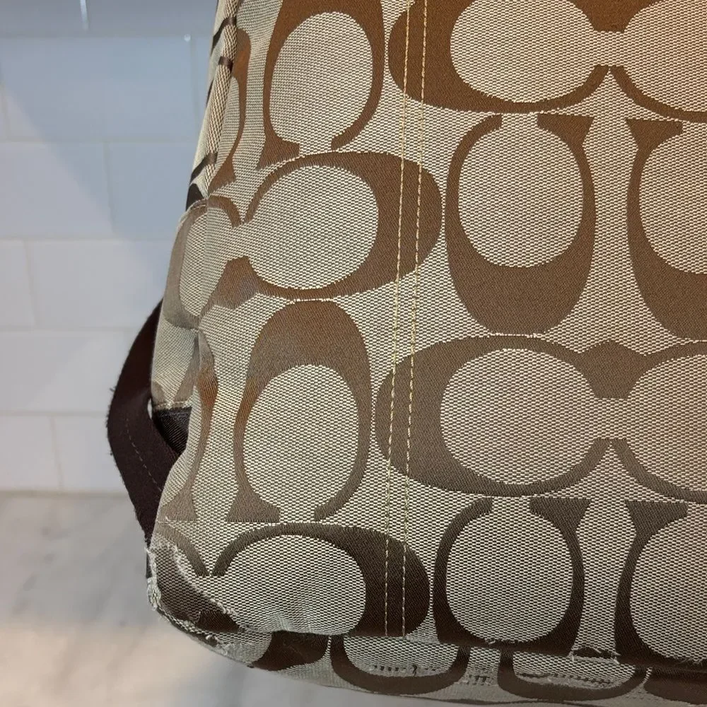 Coach Backpack Purse Vintage Jacquard Signature Logo Stripe Large Backpack - HTF